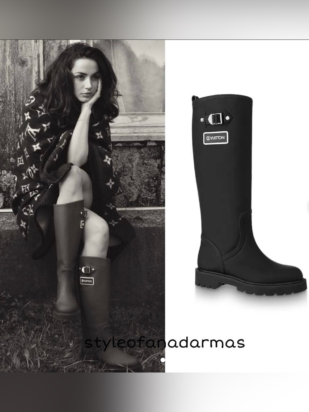 Louis Vuitton Black Rubber Calfskin Territory
Flat High Boots